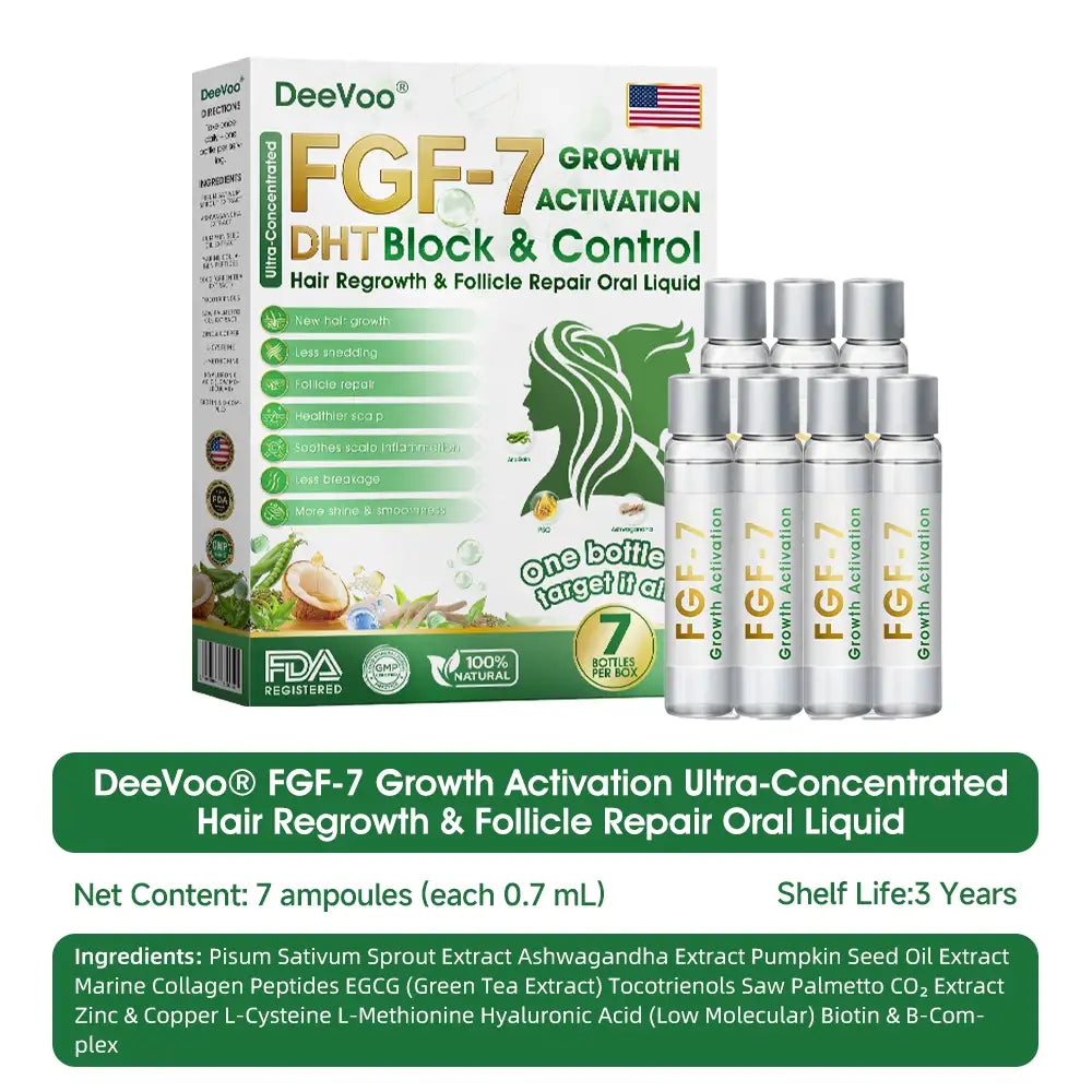 𝐅𝐃𝐀 | 𝐃𝐞𝐞𝐕𝐨𝐨®🇺🇸 𝐅𝐆𝐅-𝟕 𝐆𝐫𝐨𝐰𝐭𝐡 𝐀𝐜𝐭𝐢𝐯𝐚𝐭𝐢𝐨𝐧 𝐇𝐚𝐢𝐫 𝐑𝐞𝐠𝐫𝐨𝐰𝐭𝐡 & 𝐅𝐨𝐥𝐥𝐢𝐜𝐥𝐞 𝐑𝐞𝐩𝐚𝐢𝐫 𝐎𝐫𝐚𝐥 𝐋𝐢𝐪𝐮𝐢𝐝(Just once a day, visible changes in 7 days)For severe hair loss, alopecia areata, folliculitis, seborrheic dermatitis,scalp psoriasis, and other chronic scalp conditions