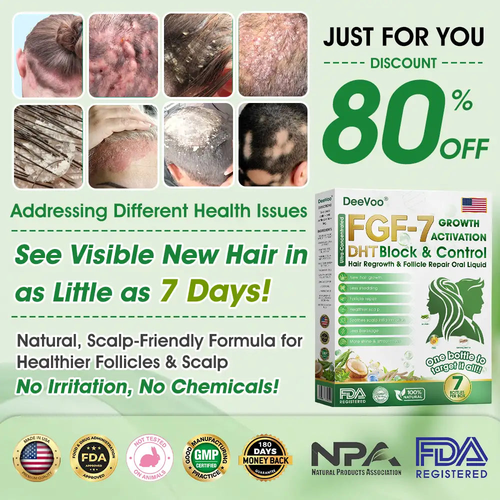 𝐅𝐃𝐀 | 𝐃𝐞𝐞𝐕𝐨𝐨®🇺🇸 𝐅𝐆𝐅-𝟕 𝐆𝐫𝐨𝐰𝐭𝐡 𝐀𝐜𝐭𝐢𝐯𝐚𝐭𝐢𝐨𝐧 𝐇𝐚𝐢𝐫 𝐑𝐞𝐠𝐫𝐨𝐰𝐭𝐡 & 𝐅𝐨𝐥𝐥𝐢𝐜𝐥𝐞 𝐑𝐞𝐩𝐚𝐢𝐫 𝐎𝐫𝐚𝐥 𝐋𝐢𝐪𝐮𝐢𝐝(Just once a day, visible changes in 7 days)For severe hair loss, alopecia areata, folliculitis, seborrheic dermatitis,scalp psoriasis, and other chronic scalp conditions